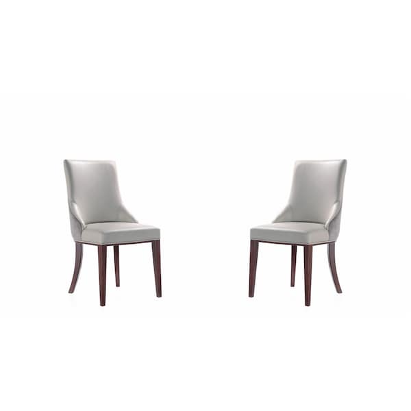 Manhattan Comfort Shubert Faux Leather and Velvet Dining Chair in Light Grey - Set of 2 DC055-LG - main